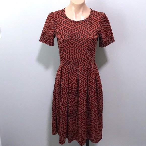 LuLaRoe Dresses & Skirts - LulaRoe Fit and Flare A Line Orange Brown Dress